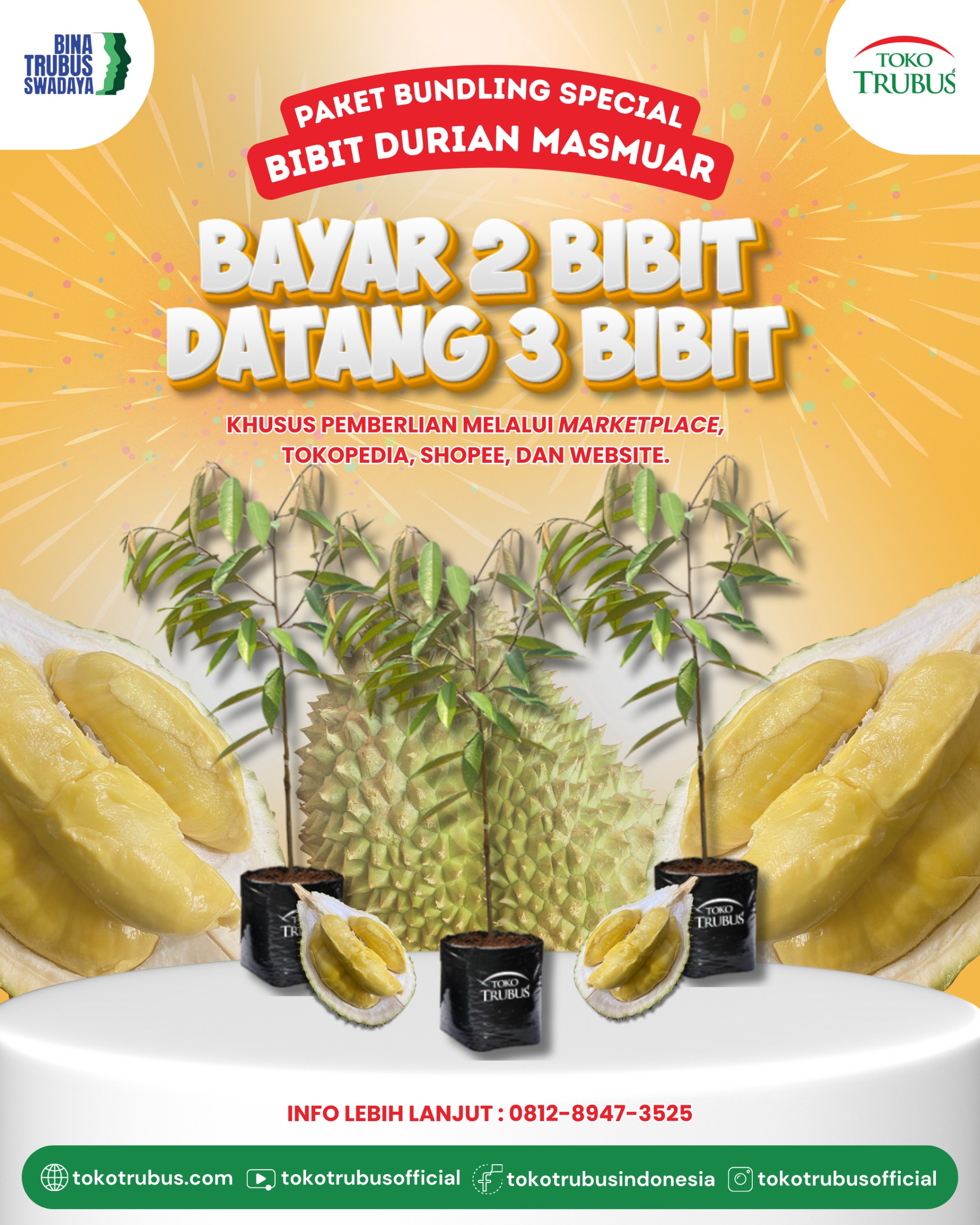TRUBUS PAKET BUNDLING DURIAN MASMUAR BELI 2 FREE 1